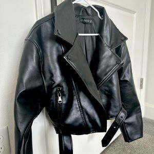 Lioness faux black leather jacket - cropped